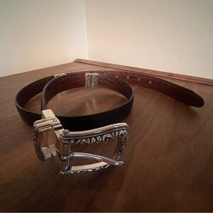 Brighton Reversible Brown/Black Leather Belt with Silver Buckle